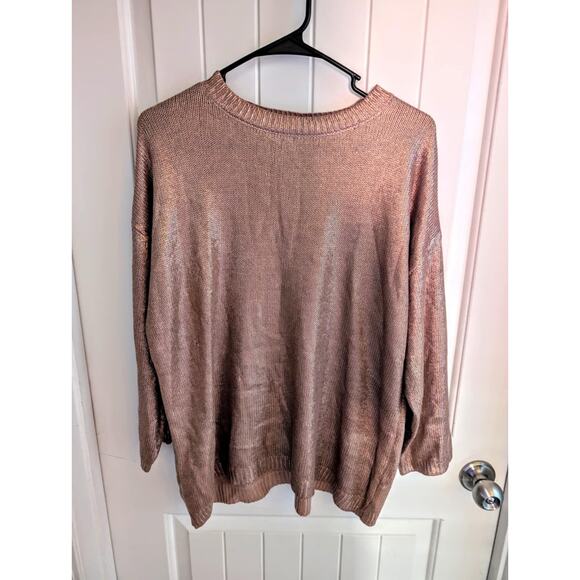 Retrology Pink Oversized Womens's Sweater with Gold Accents, Size Large - Picture 1 of 8